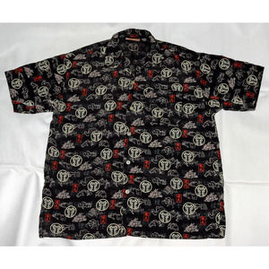 Veezo Millennium Gear Men's Short Sleeve Button Front Dragon‎ Shirt Size Large